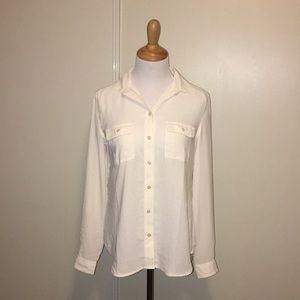 BNWT LOFT Cream Blouse with Gold Thread - XS